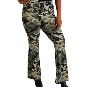 Plus Size Camo Flare Pants